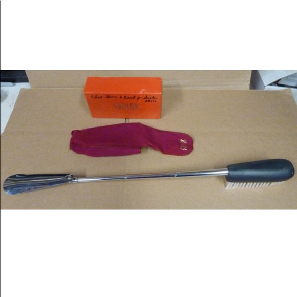 Vintage Swank telescopic handle Shoe horn brush, brushed felt storage bag, box - Picture 9 of 10